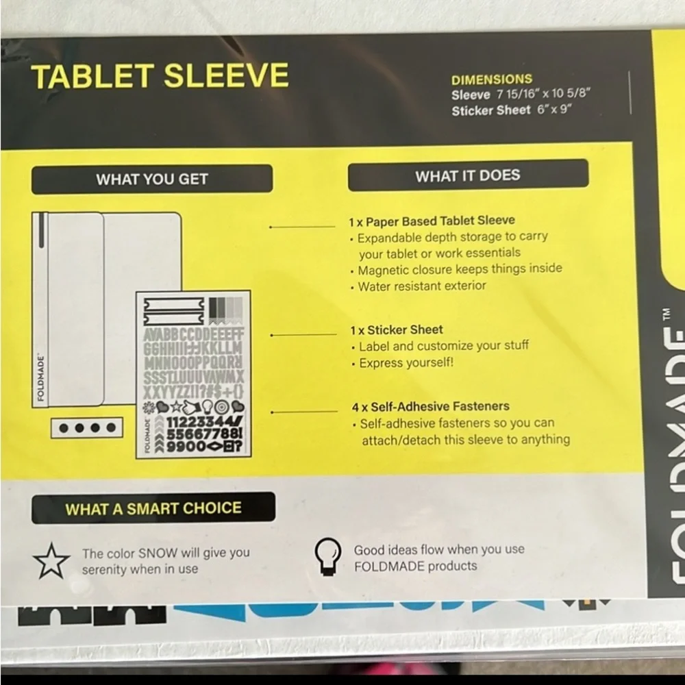 FOLDMADE Tablet Sleeve in White Universal Up To 10” NWT 3 for $20